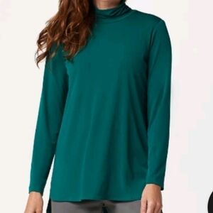 Susan Graver Modern Essentials Hunter Green Liquid Knit Mock Turtleneck Size 1x